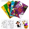 Tatuagens coloridas desenhos adesivos 34pcs brinquedos de Halloween livro para colorir abóbora tatuagens temporárias adesivos livro de desenho educação infantil decoração de festa vestir-se para criançasl