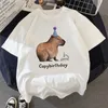 T-shirt féminin Kaus Pakaian Capybara Lucu Wanita Atasan Anime Kasual 2023 Grafis Manga 230427