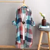 T-Shirt LOHILL New Summer Tops Women Long Sleeve Check Tunic T Shirts Ladies Baggy Blouse Dress Plaid Women's Sun Protection Clothing
