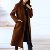 Men's Wool Blends Casual Womens Tweed Jackets Coats Winter 2023 Autumn Solid Color Long Sleeve Button Coat Women Pockets Trench Female 231128