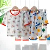 Mamelucos 2pcsset para ropa de bebé Conjunto de pijamas de niña linda de dibujos animados de verano Traje de niño 04 Edad Niños Ropa de casa Tops pantalones Twopiece 230427