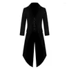 Men's Suits 2023 Black Steampunk Men Costume Homme Slim Fit Blazer Tuxedos Groom Wedding Terno Masculino 3 Pcs (Long Jacket Pant Vest)