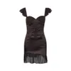 Kvinnors kläder Satinklänningar Chiffon sömmar Suspender kjol Square Collar