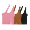 Camis One Shoulder Fashion Women Summer Tops Sexy Strappy Sleeveless Racerback Crop Top 2021 Female Casual Ribbed Knit Short Vest