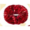 Metallic Holographic Cheerleader Pom Poms With Baton Handle Professional Cheer Pompoms For Sports Team Spirit Party Training Costume D Dhqq5