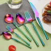 Dinnerware Sets Durtens Korean Portable Cutlery Fork Knife Spoon 304 Stainless Steel Kitchen Set Flatware Luxury Tableware