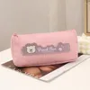 Simpatico astuccio a forma di orsetto per ragazze con cancelleria per borsa in velluto stile giapponese di grande capacità rosa blu beige