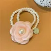 Hårtillbehör Solid Color Camellia Head Rope för kvinnor Elegant Pearl Rose Flower Armband Hårband Girl Wedding Ring Gift