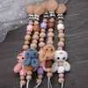 Baby Beißringe Spielzeug Buche Schnullerkette Cartoon Tier Handgemachte Holzclips Nippelclip Zahnen Kauen 230427