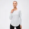 Womens Yoga Suit Split Long Sleeved Sun Protection Sportswear UV Protection Running Fitness Loose Fitting T-shirt