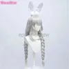 Costumes d'anime jeu Azur Lane MNF Le Malin Cosplay perruque blanc lapin fille argent blanc 90 cm torsion tresse résistant à la chaleur cheveux Halloween fête perruques zln231128