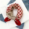 Scarves 2022 Plaid Square Scarf Pure Silk Hair Band Foulard Female Neck Scarves Cover Handle Tie Lady Women Kerchief Fashion Bandana J230428