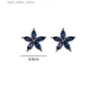 Stud Simple mignon petit cristal fleur boucles d'oreilles femmes bleu bijoux coréen Floral oreille goujons Boucle Oreille Femme YQ231128