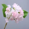 Kwiaty dekoracyjne różowy sztuczny lateks hortensji gałąź prawdziwą zieloną roślinę Kwiatowy