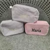 Cosmetic Bags Cases Ladies Makeup Embroidered Seersucker Bag Personalized Travel Wash Wedding Bridesmaid Gifts 231127