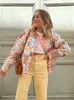 Kvinnors dike rockar sltnx modeavtryck quiltad för kvinnor 2023 Autumn o-halskvinnlig chic enkelbröst jacka med fickor ytterkläder