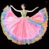 Сценическая одежда, 360/540/720 градусов, женское платье для испанского фламенко, танцевальное платье, тренировочный длинный большой свинг-костюм, цыганская женская юбка на животе