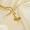Colares de pingente 18k banhado a ouro colar ins estilo redondo coração em forma de borboleta na moda uso diário de aço inoxidável