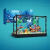 Fish Tank Building Block Toys Set With Light Aquarium Marine Jellyfish Build Bricks Toy for Kids 6 and Up