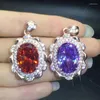 Pendant Necklaces Genuine Faceted Gemstone Colorful Zircon Necklace Women Fine Jewelry Accessories Natural Luxury Zirconia Oval