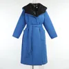 Parkas damskie zimowe eleganckie płaszcze i kurtki wielka kieszonkowa kurtka z kapturem prostota pasek długi damski bawełniany ubrania zimowe prezent