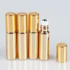 10ml shiny UV coating glass roll on perfume bottle, gold silver black essential oil vial With Stainless Steel Roller ball Nbfhe