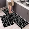 Carpets Kitchen Carpet Geometric Bathroom Door Mat Long Rug Black And White Grid Floor