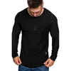 T-shirts pour hommes automne hiver hommes T-shirt à manches longues sport décontracté col rond haut chemise de fond