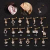 Boucles d'oreilles piercing en zircone cubique, clous en forme de cœur, croix, goutte en acier inoxydable, goujons anti-allergiques, ornements de corps, os d'oreille, clous, bijoux en or véritable 14 carats, vente en gros