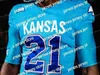 Nik1 Futebol Kansas Jayhawks Camisa de futebol NCAA 48 Gale Sayers 9 Carter Stanley 1 Pooka Williams Jr.0 Velton Gardner 17 Jason Bean 89 High 7 8