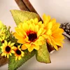 Flores decorativas girassol simulado guirlanda rattan anel decoração pogal adereços casamento falso flor grinalda casa porta da frente