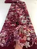 Fabric (5yards/pc) Newest African tulle lace fantastic embroidered French net lace fabric with sequins for party dress FSS469