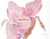 Damläder 9cm Hög häl Solid Farterfly Open Toe Sandaler Embroider Pink Lady Shoes 34-42
