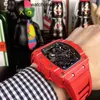 Designer Ri Mlies Montres de luxe Business Mens Mécanique Montre de loisirs Rm35-02 Automatique Rouge Bande de fibre de carbone Mode Mouvement Suisse Montres-bracelets de haute qualité