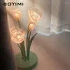 Lampy stołowe lampa botimi ze szklaną abażurą do sypialni Zielone kwiaty nocne światła czytania retro wystrój domu