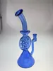 Wasserpfeife aus Glas recycelt blaue Bong mit gebogenem Hals, 14-mm-Verbindung, neues Design, 7 Löcher auf der Oberfläche, hohe Qualität
