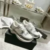 Designer Women's Shoes 23C White Silver Metallic Golden Soe Up Flat Sports Runner Trainer Sneaker Men's 2023 Classic White Mesh Plain