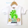 T-shirts mignon dessin animé dinosaure anniversaire numéro 19e nom d'impression bébé enfant client t-shirt enfants garçon présent enfants vêtements 230427