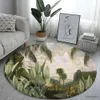 Tapis Lotus Paysage Peinture Tapis Rond Chaise Canapé Tapis Maison Salon Chambre Salle De Bain Tapis De Sol Imprimé Décorations pour La Maison