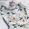 Cobertores Swaddling S 6 Camadas 100 Algodão Gaze Respirável Infantil Envoltório Macio Absorvente Nascido Swaddle Cartoon Bebê Toalha de Banho 231127