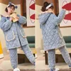 Dames Nachtkleding 2024 Koraal Fluwelen Pyjama Dames Herfst Winter Drielaags Verdikte Pluche Homewear Warm Katoen Loungewear Set