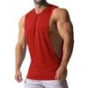 Regatas masculinas vendendo fitness sem mangas topo respirável de secagem rápida colete esportivo ginásio muscular correndo cor sólida simples camiseta
