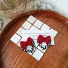 Dangle Earrings Heart Vintage Stud Bulk Red Bow Point Hollow Pendant Handmade Jewelry for Women 2023ギフトアクセサリー卸売