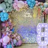 Autres fournitures de fête d'événement 16pcs carré Shimmer toile de fond mur cristal panneau pneumatique paillettes art mur pour mariage fête d'anniversaire décoration anniversaire 231127