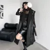 Coletes femininas americanas faux couro pele engrossar longo colete casaco mulheres streetwear punk gótico hip hop solto sem mangas jaqueta outerwear 9931