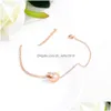 Anklets Fashion Fashion Double Rings Zircon Anklets 여성 디자이너 로즈 골드 로마 숫자 풋 체인 Titanium Steel Jewelry 선물 DHSWX