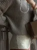 Kobiety swetry Chunky żebrowane dzianiny kaszmir kaszmirowy pullover kobiety tweed turtleeck długi rękaw ciepłego gęstego swetra jesienna skoczek uliczny yq yq