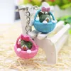 4pcs Basket Cat Keychains Mini Dierfiguur Key Rings Leuke Kawaii Car Keys Chain Trinket Bag Hangende cartoon hanger Keyring Gift Fashion sieraden Accessoires