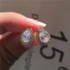 Stud Luxo Mulheres Cristal Branco Zircon Studded Brincos Bohemian Rose Gold Duplo Brincos Retro Brincos De Casamento 231128