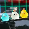 New Luminous Ornament Cute Crown Chicken Dolls Auto Dashboard Decoration Night Fluorescence Creative Resin Auto Interior Accessories